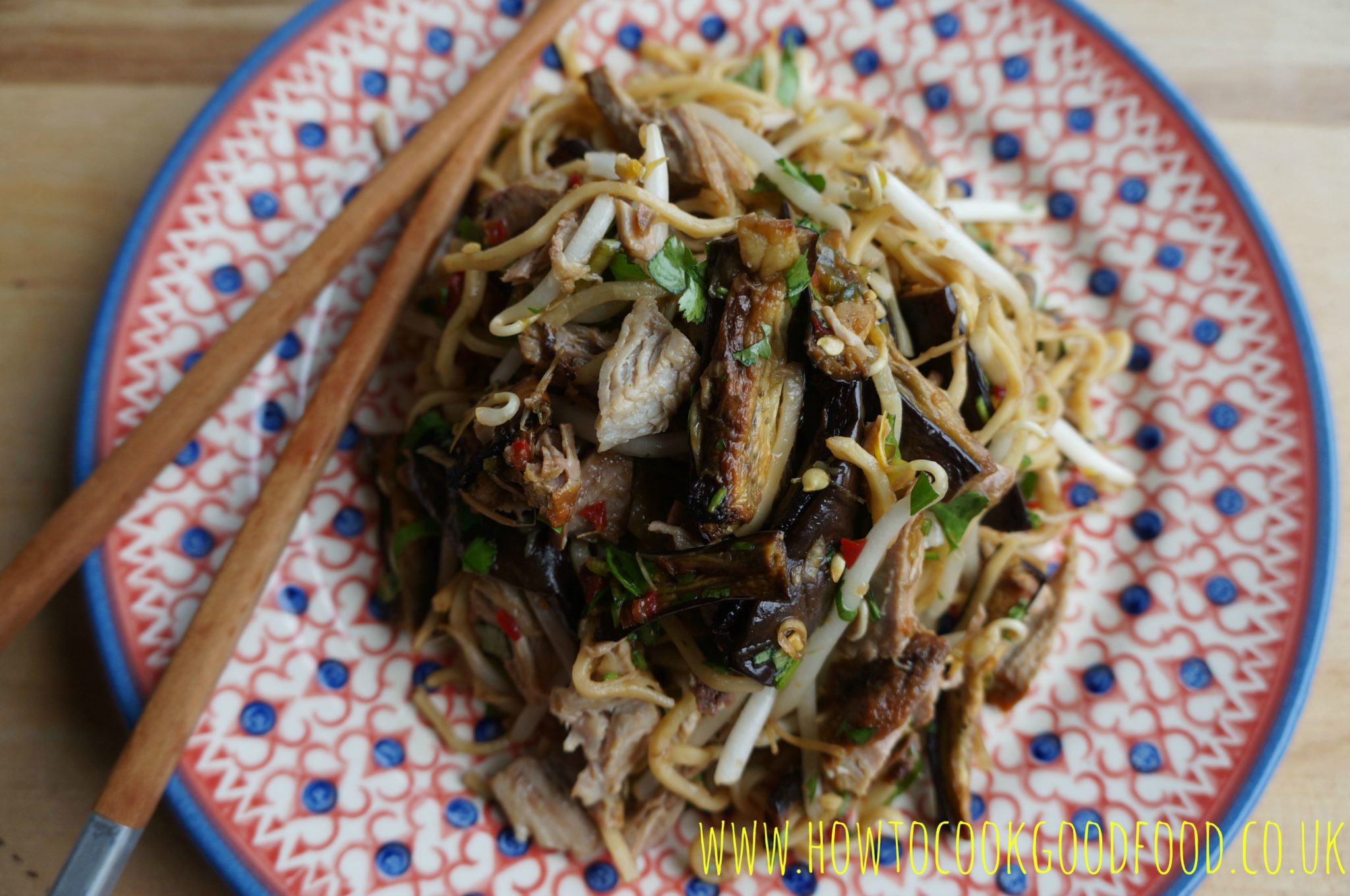 pork & aubergine noodle salad
