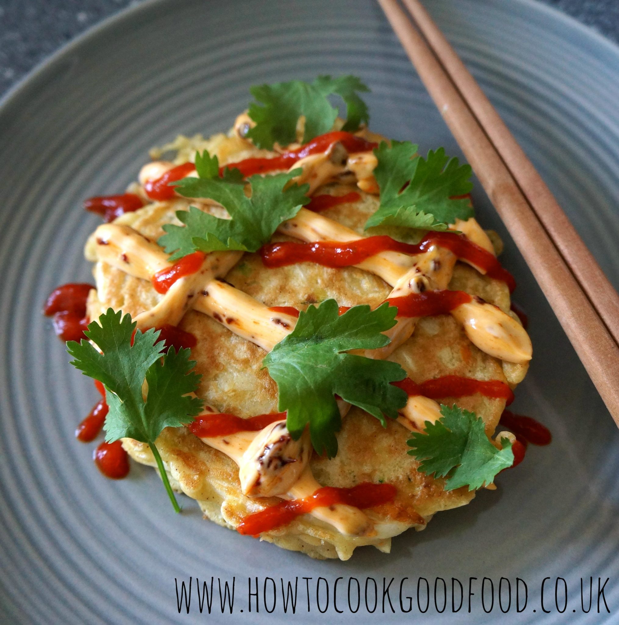 japanese pancakes - okonomiyaki. Savoury vegetable pancakes created in Japan.